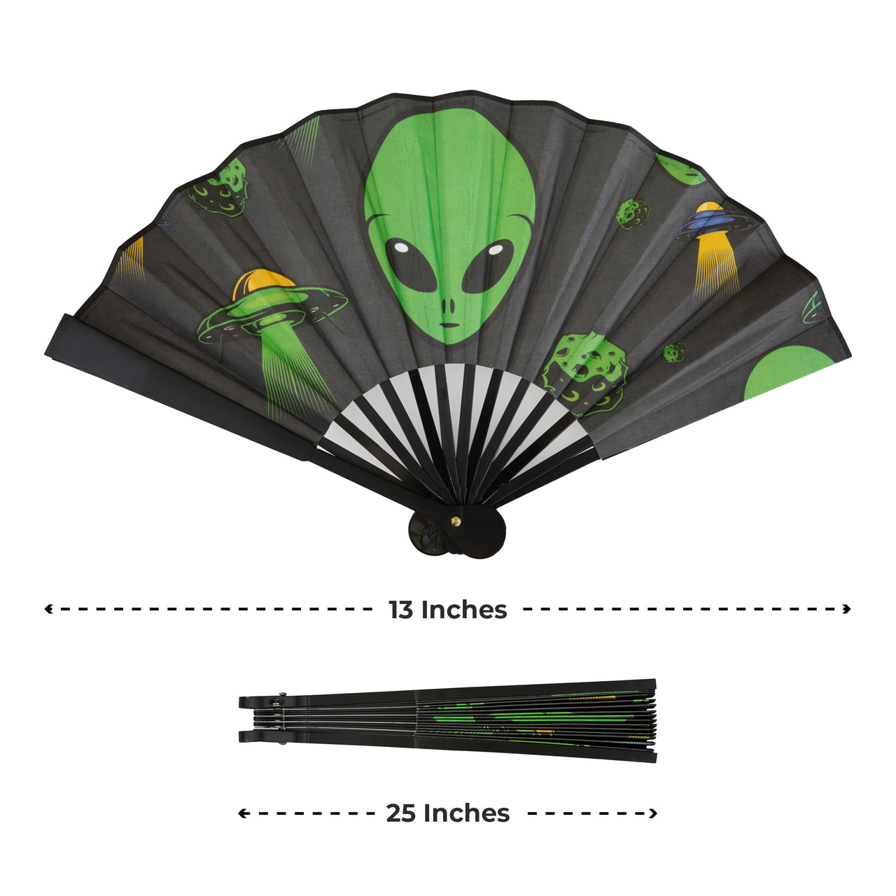 LED Hand Fan - "Alien Invasion" - Foldable & Portable with Alien Design