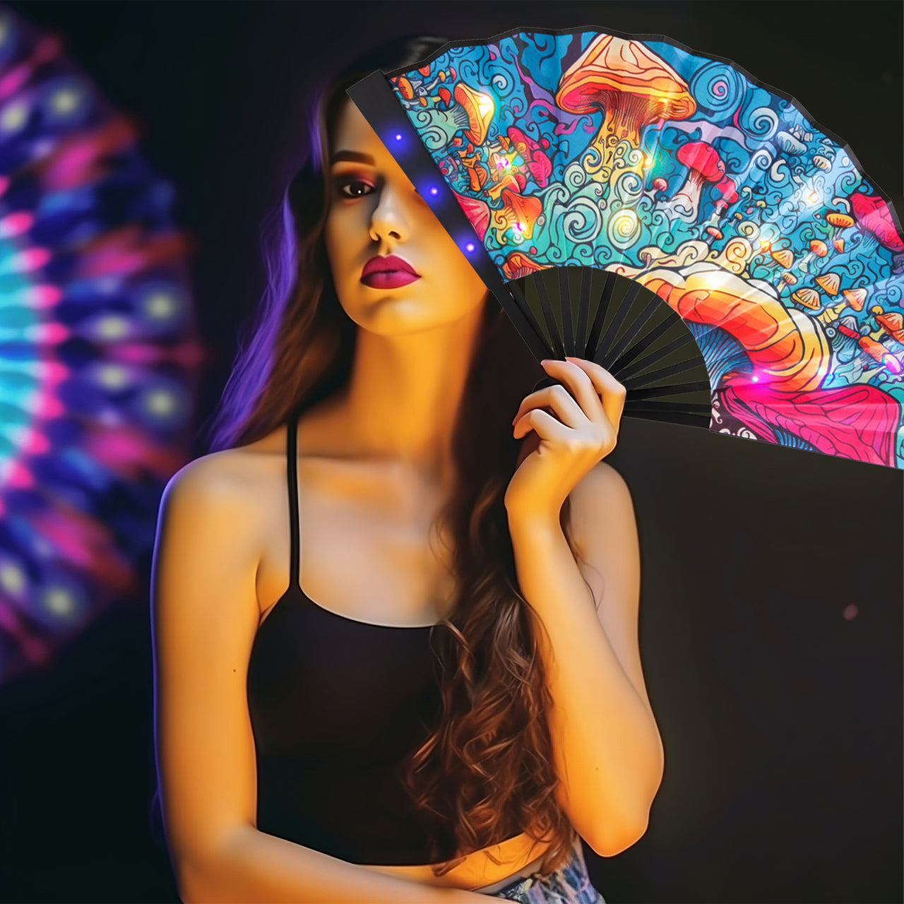 LED Hand Fan - "Trippy Hippy" Our Psychedelic Design will Enhance Your Festival Experience