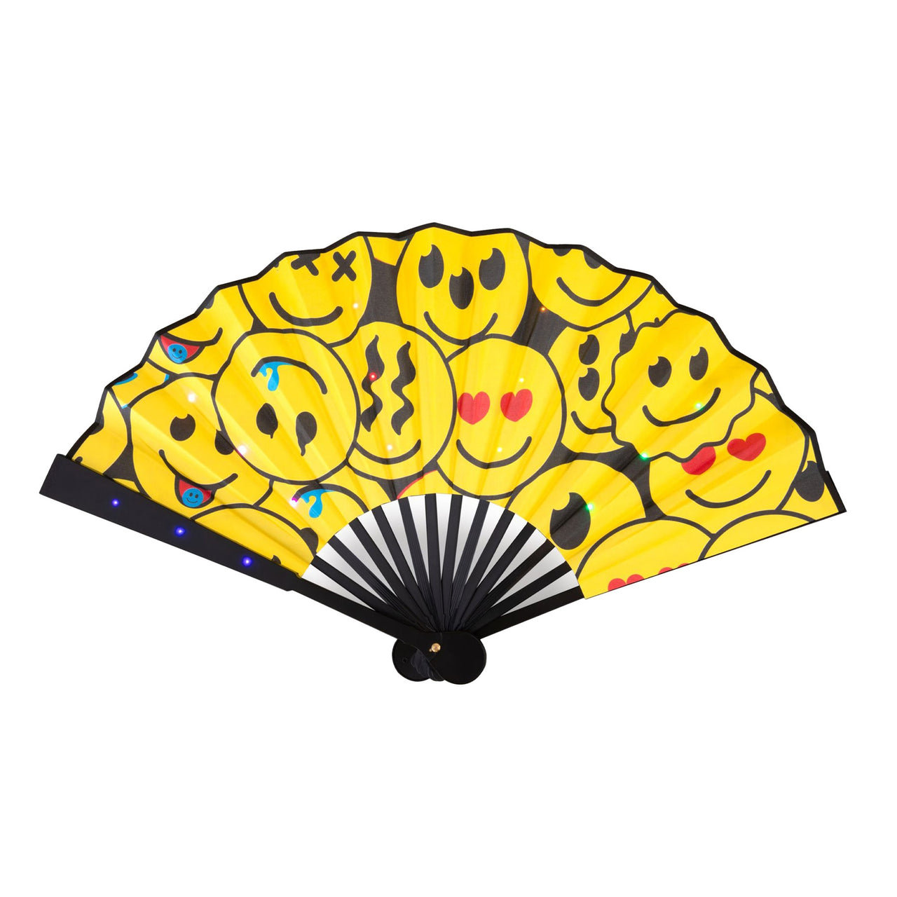 LED Hand Fan - "Be Happy" -  Don't Worry, Be Happy... With Our Smiley Emoji LED Hand Fan - Foldable for Easy Portability