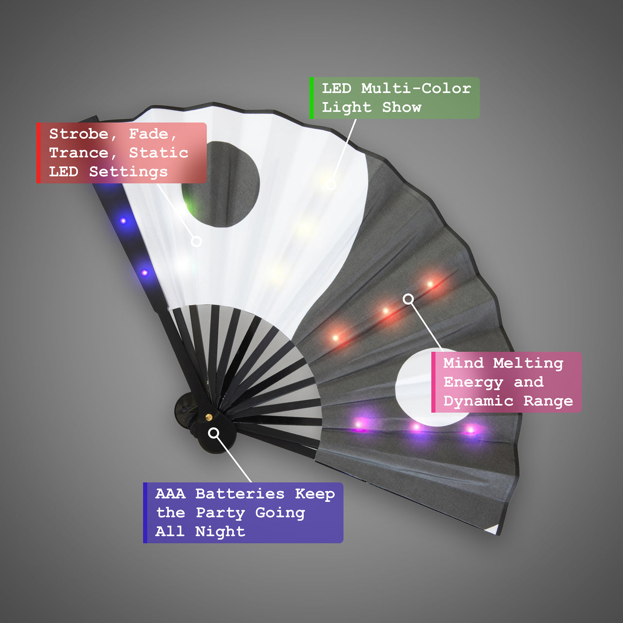 Yin Yang LED Folding Hand Fan
