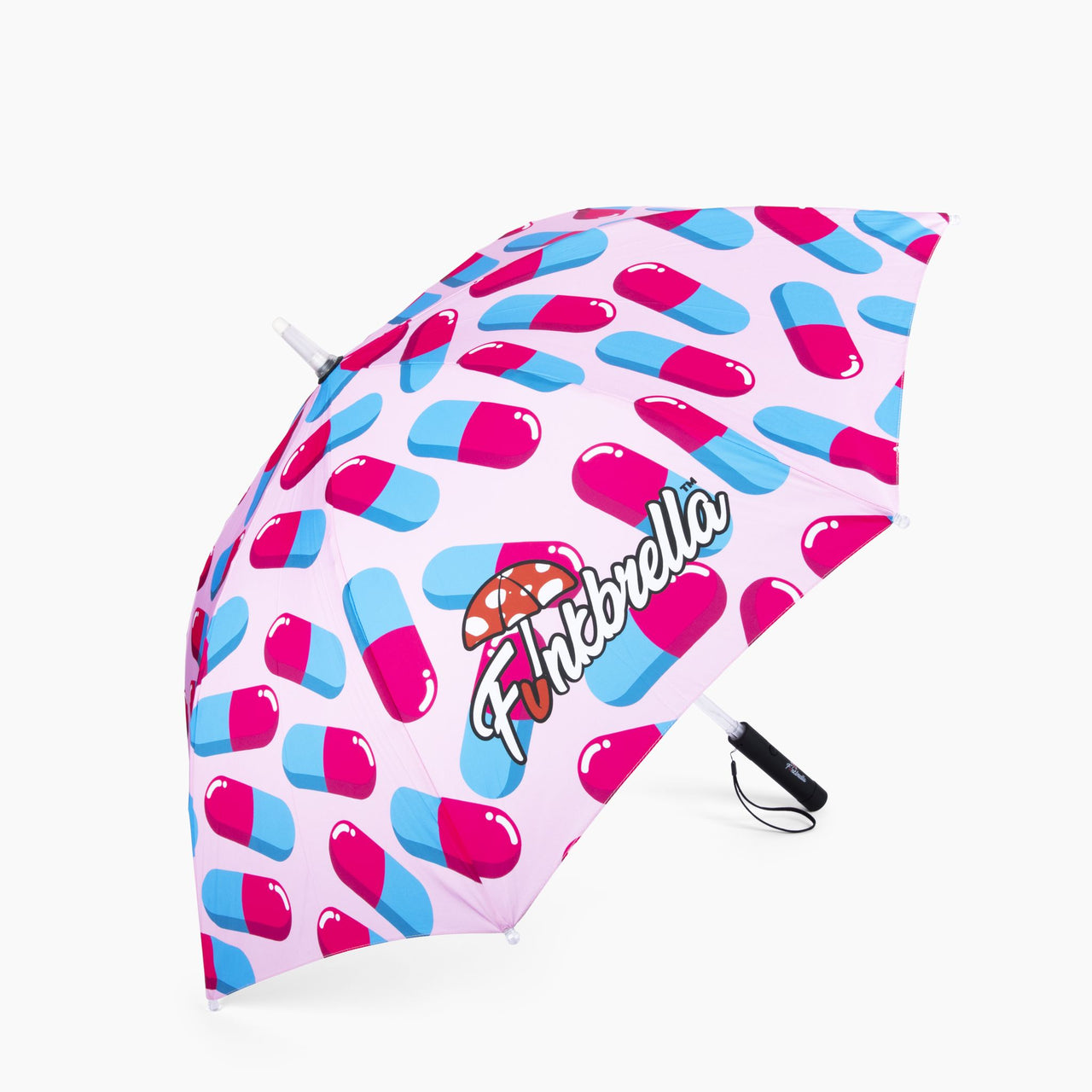 Pretty Pills LED Umbrella with Multi-Color LED Light Show, Strobe, Fade, Static LED Settings, AAA Batteries,  47” Canopy