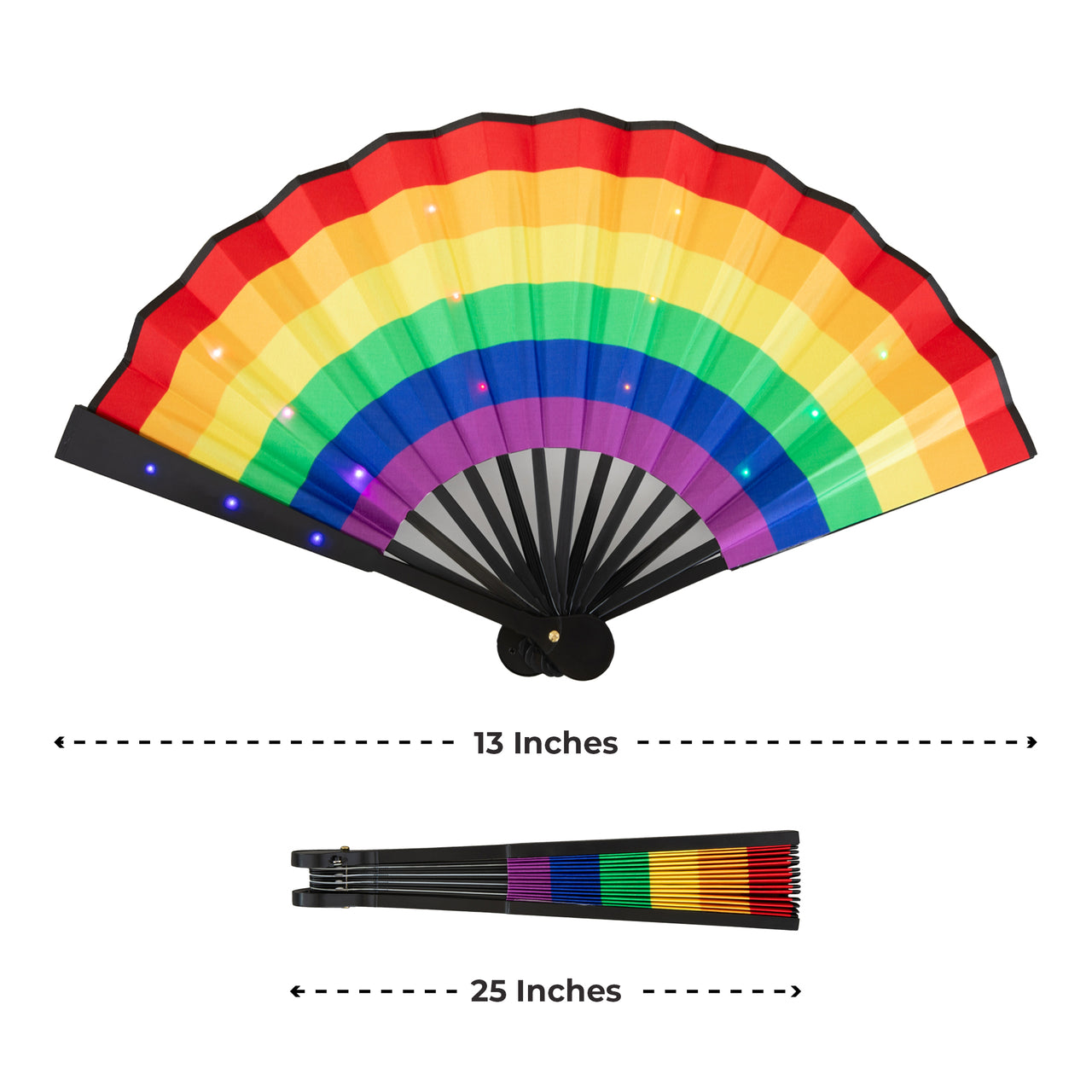 LED Hand Fan - "Rainbow Pride" Show Your Pride at Events, Concerts and Festivals with our Foldable LED Hand Fan