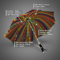 Thumbnail for Rainbow Candy Umbrella with Multi-Color LED Light Show, Strobe, Fade, Static LED Settings, AAA Batteries, 47” Canopy