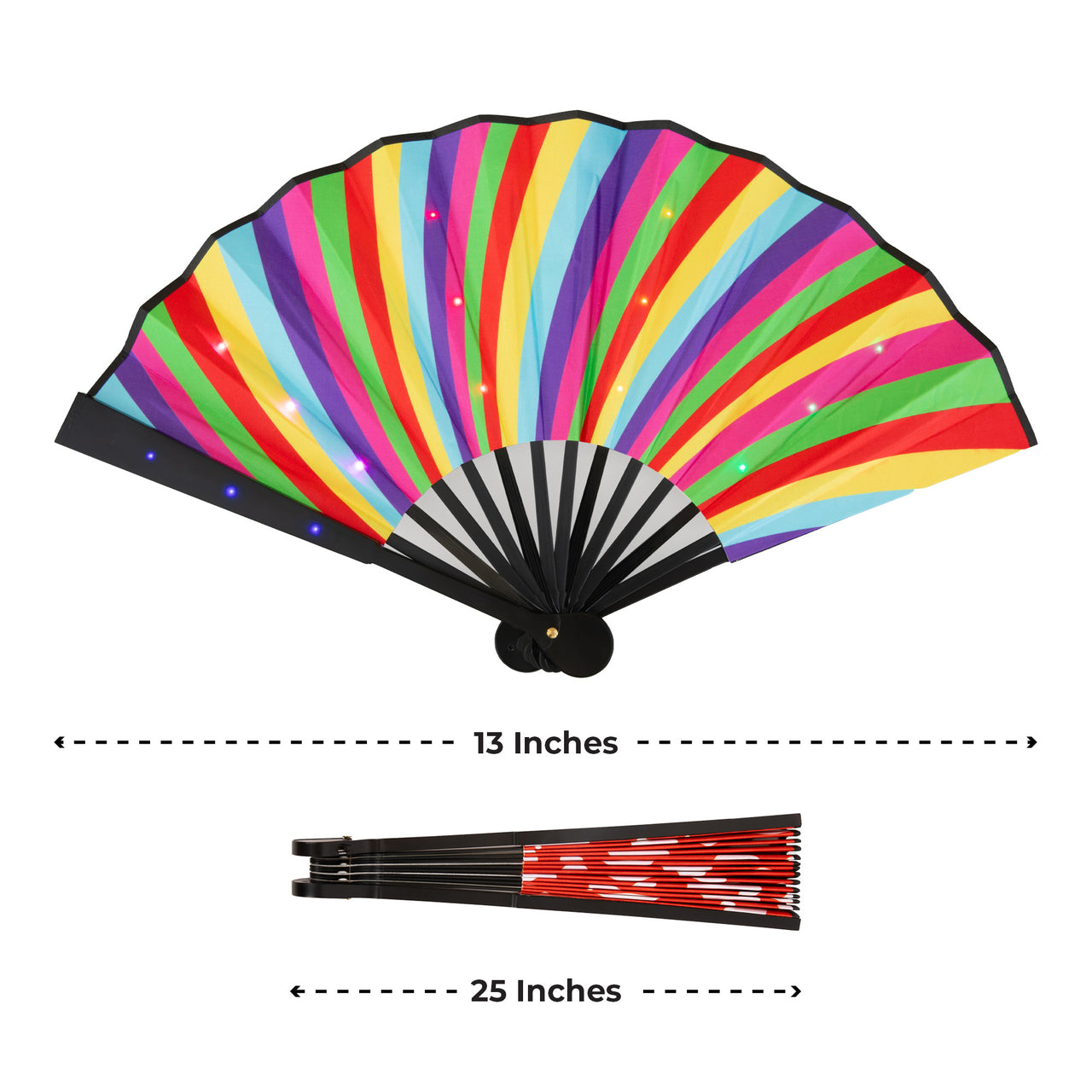 LED Hand Fan - "Rainbow Candy" Celebrate Love with our Rainbow Foldable Hand Fan