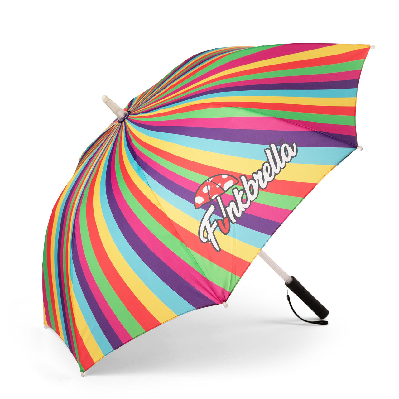 Rainbow Candy Umbrella with Multi-Color LED Light Show, Strobe, Fade, Static LED Settings, AAA Batteries, 47” Canopy